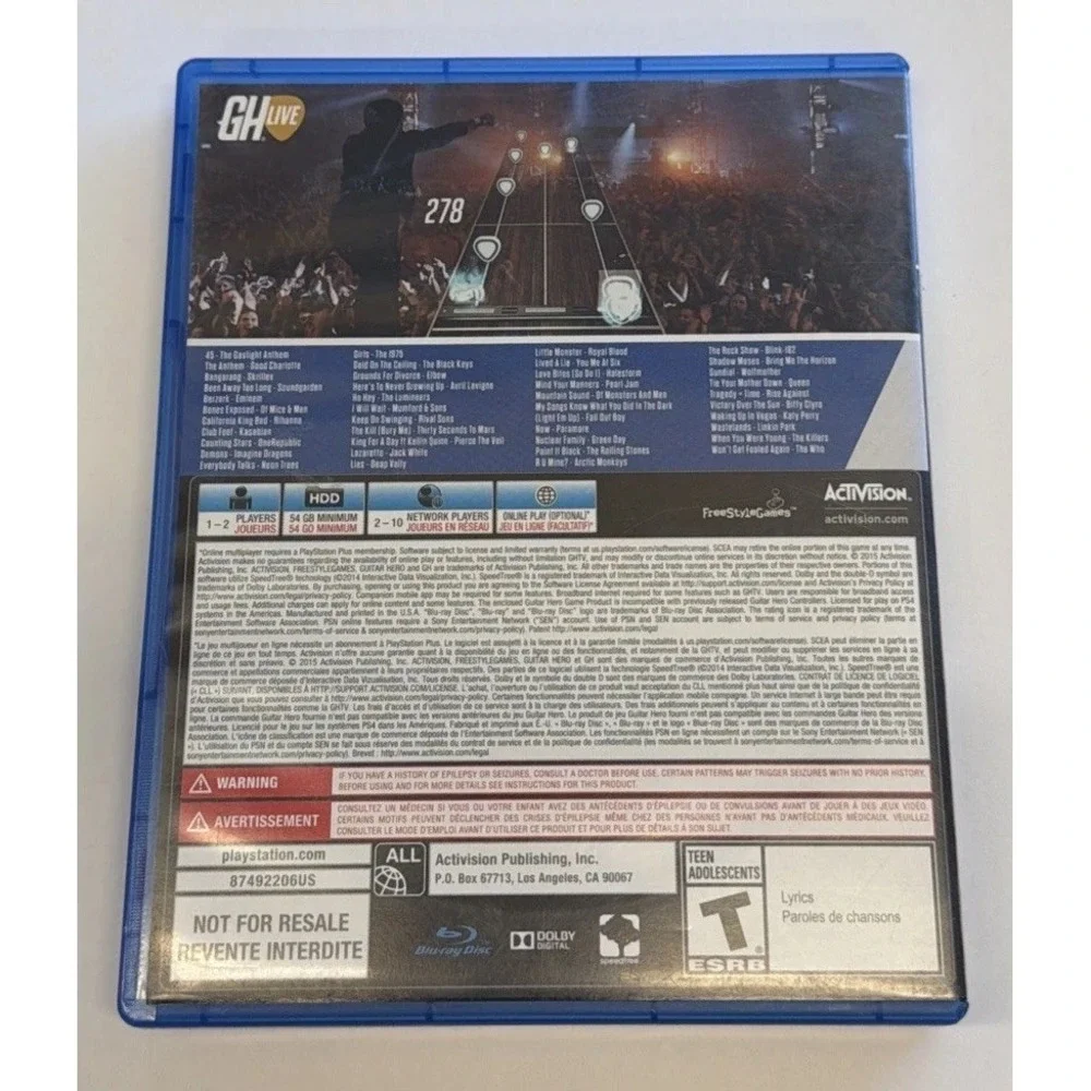 Guitar Hero Live PlayStation 4 2015 Video Game